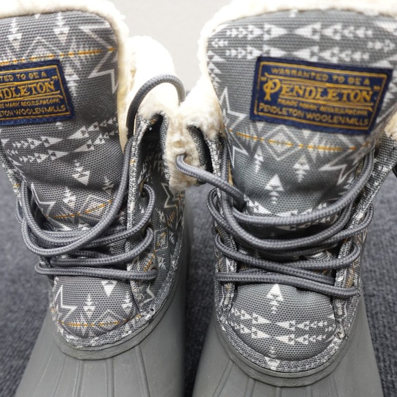 Pendleton Duck Boots Shearling Lined Southwestern Geometric Women's 9 Gray - Picture 2 of 10